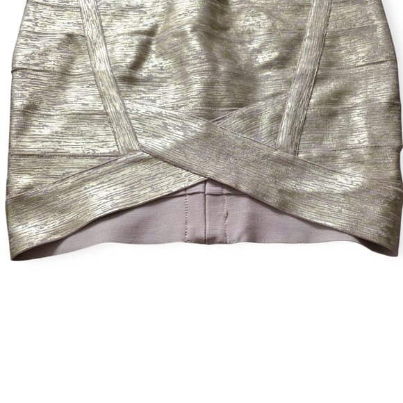 TheKewlShop Metallic Gold Bandage Mini Dress – Size Small - Picture 4 of 9